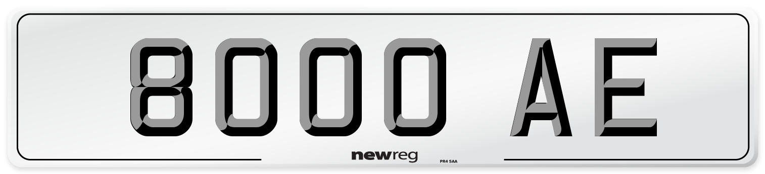 8000 AE Number Plate from New Reg
